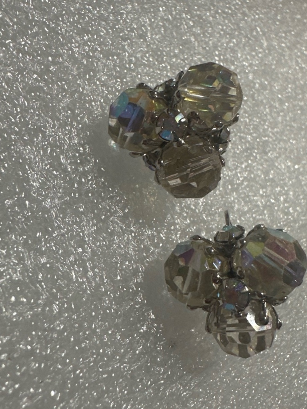 Vogue Iridescent Crystal Cluster Stud Earrings - Clear
